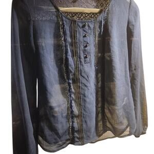 Candies Sheer Lace Blouse cutegoth Steampunk edwardian small